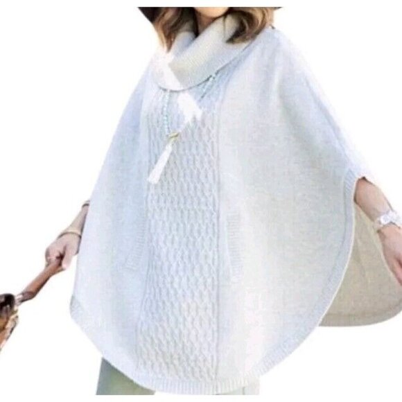 Cabi Cowl Neck Poncho Sweater Gray Women’s Size S Relaxed Fit Minimalist Fall - Picture 1 of 14